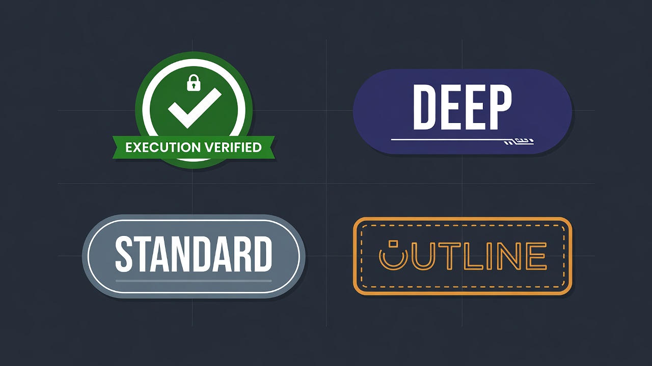 Depth and Execution Verified badge set